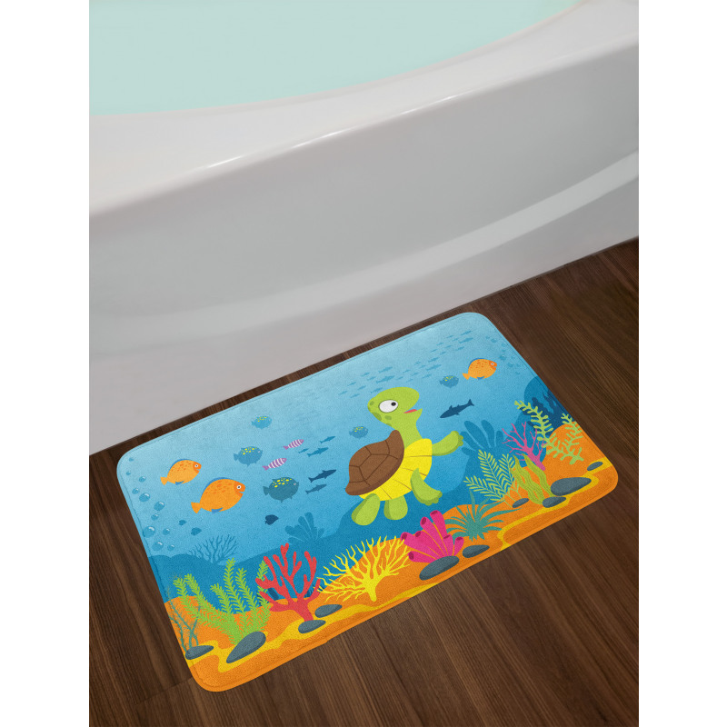 Funny Turtle Fish Types Bath Mat