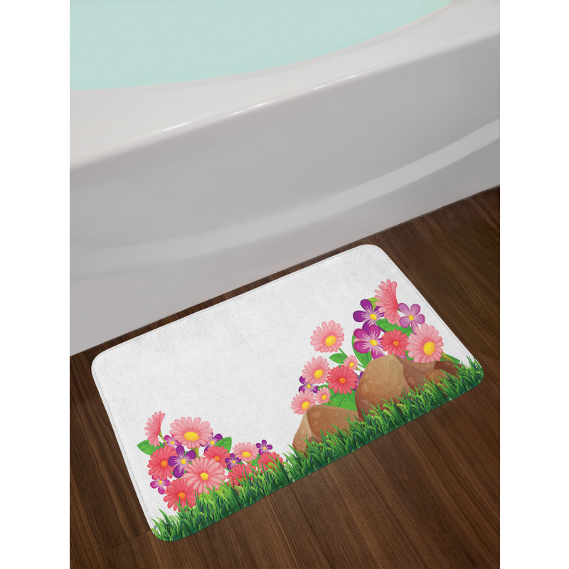 Flowers on Grass Bath Mat