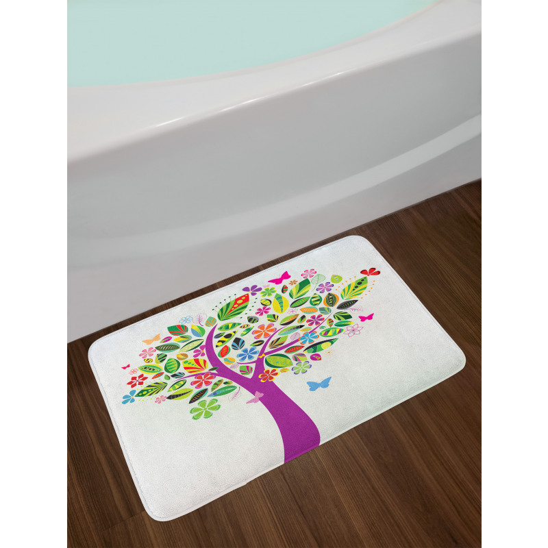 Flower Butterflies Bath Mat