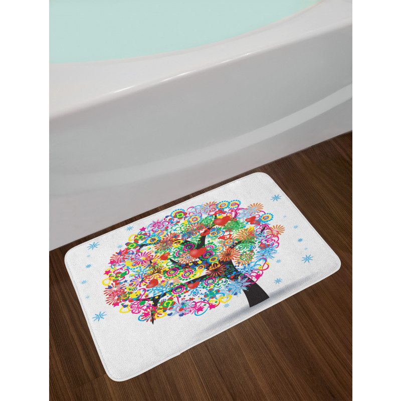 Blooming Flowers Heart Bath Mat