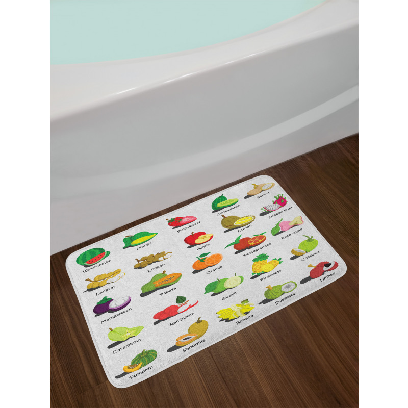 Calligraphic Food Items Bath Mat