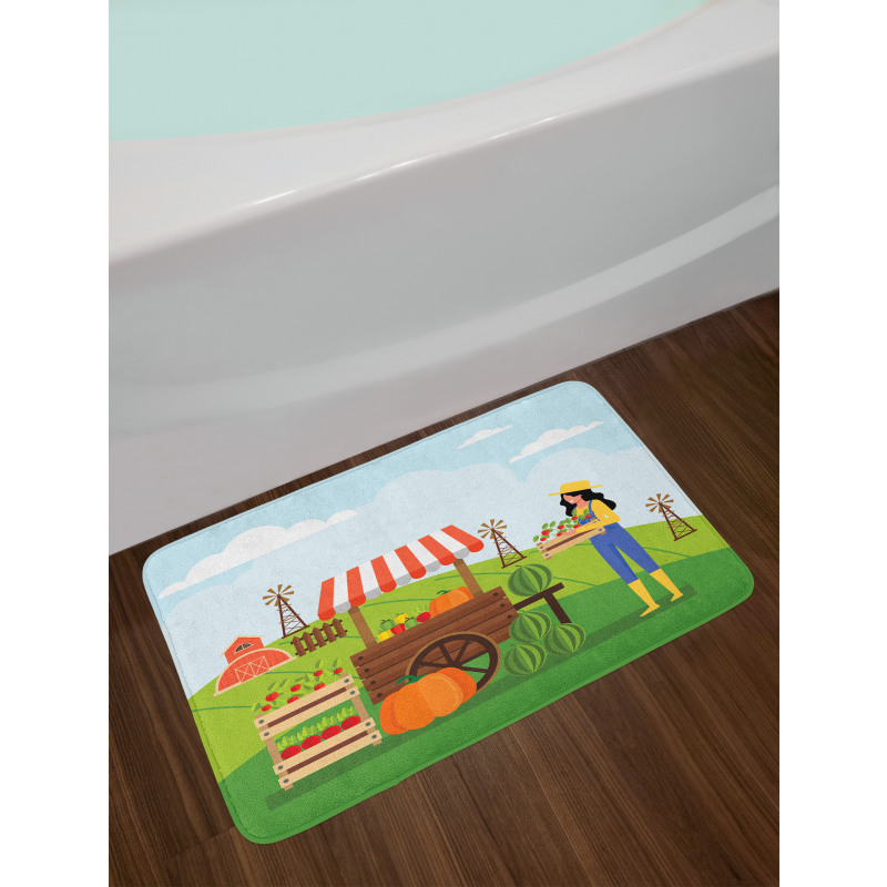 Farmer Selling Products Bath Mat