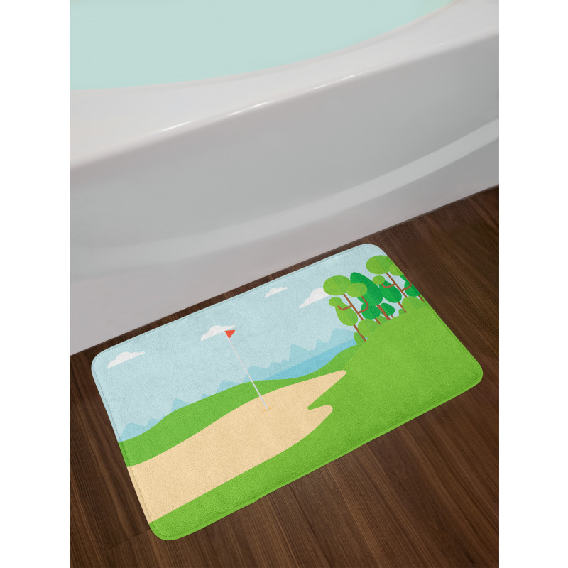 Field Trees Flag Bath Mat