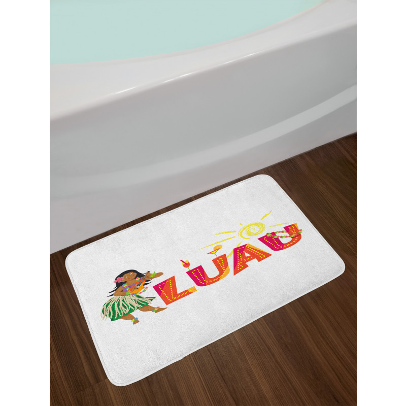 Hula Dancer with a Ukulele Bath Mat