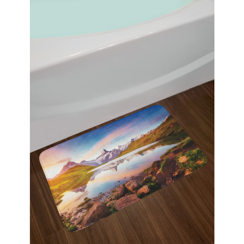 Tranquil Lake Sunrise Bath Mat