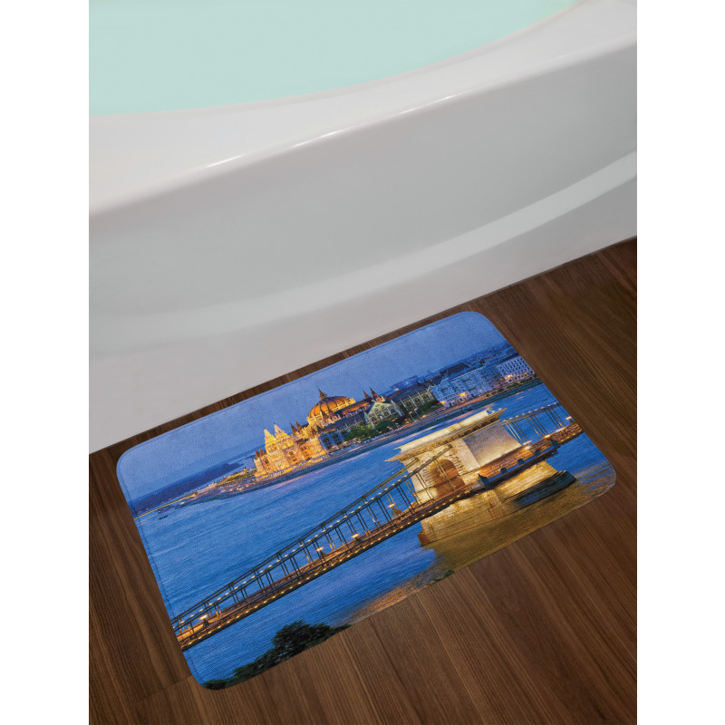 River of Budapest Bridge Bath Mat