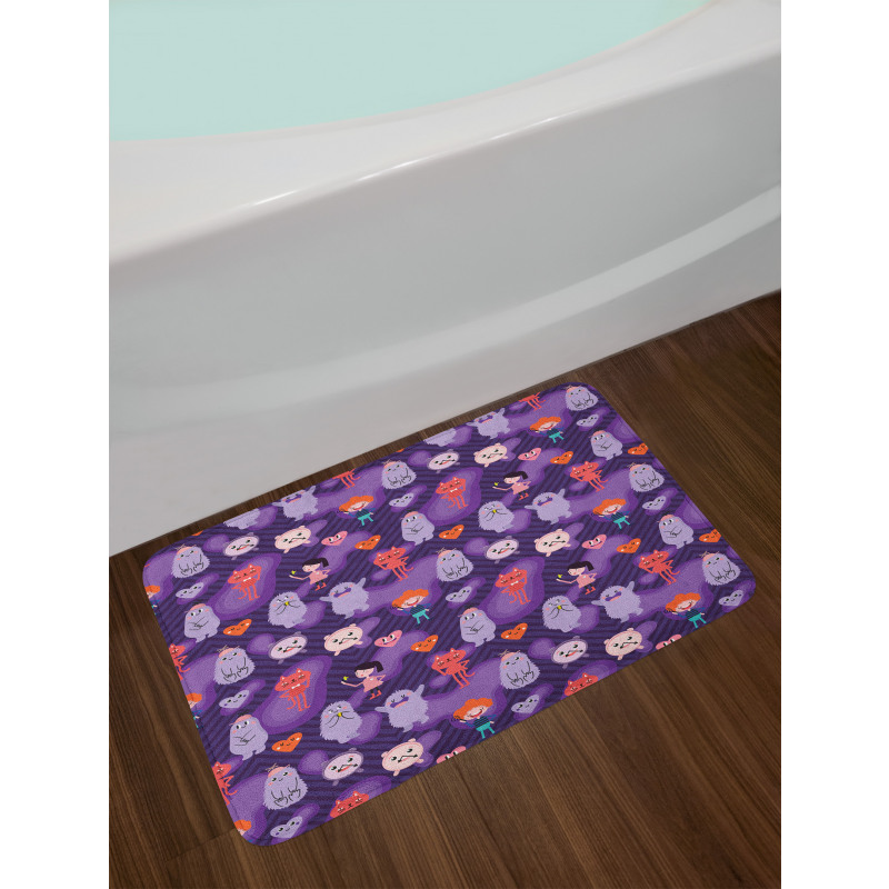 Funky Hearts and Creatures Bath Mat