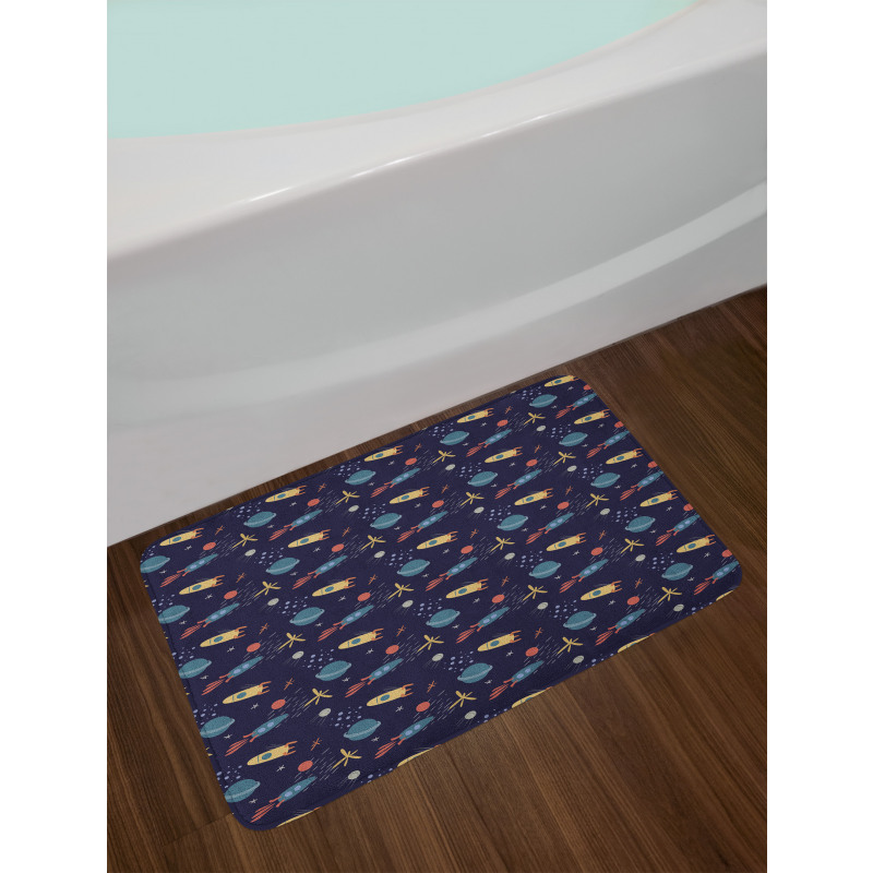 Stars Rockets and Planets Bath Mat