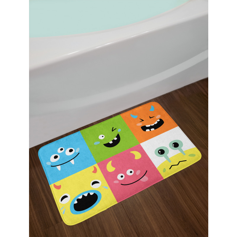 Colorful Blocks Emoticon Bath Mat