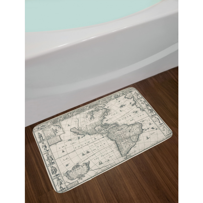 Retro Old America Map Bath Mat