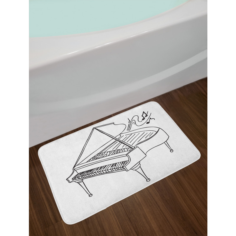 Monochrome Piano Drawing Bath Mat