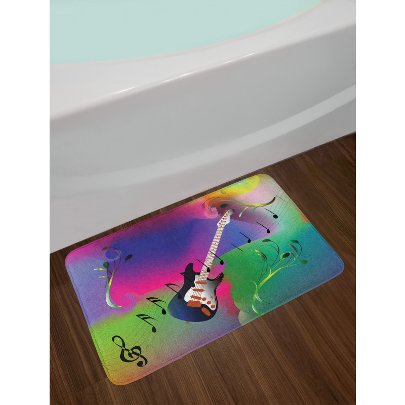 Guitar on Colorful Back Bath Mat