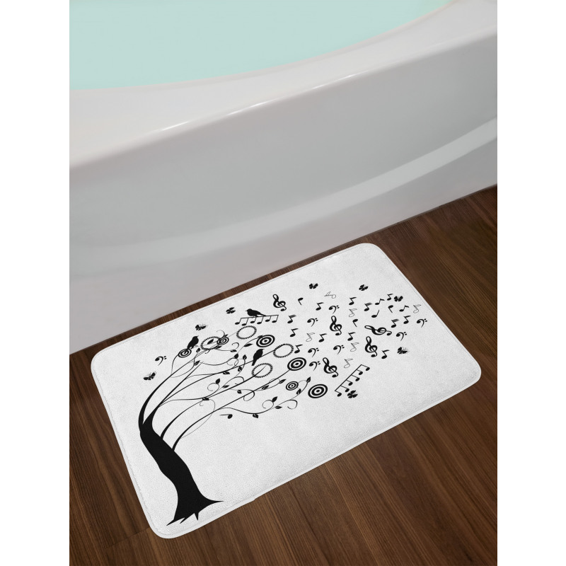 Flowing Motifs Birds Bath Mat