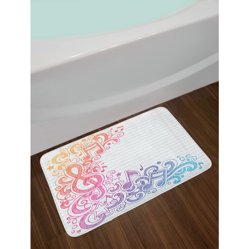 Hand Drawn Swirls Stars Bath Mat