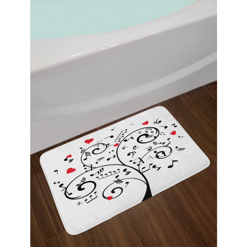 Romantic Tree and Hearts Bath Mat