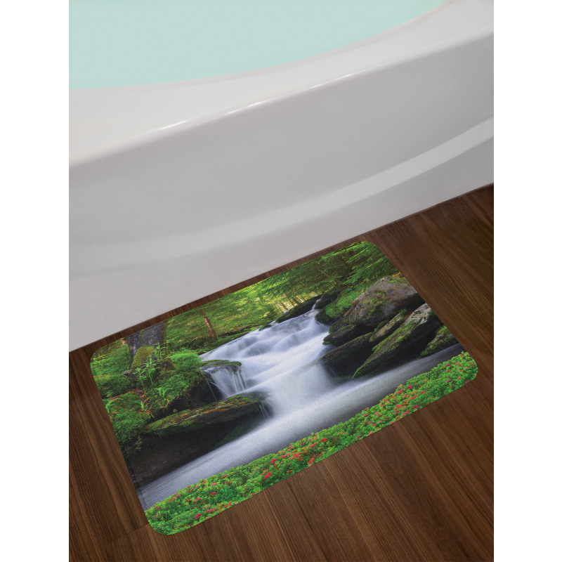 Trees Flowers Waterfall Bath Mat