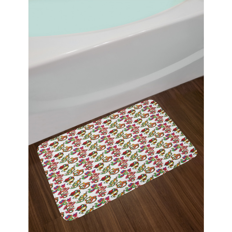 Flowers and Snakes Ornaments Bath Mat