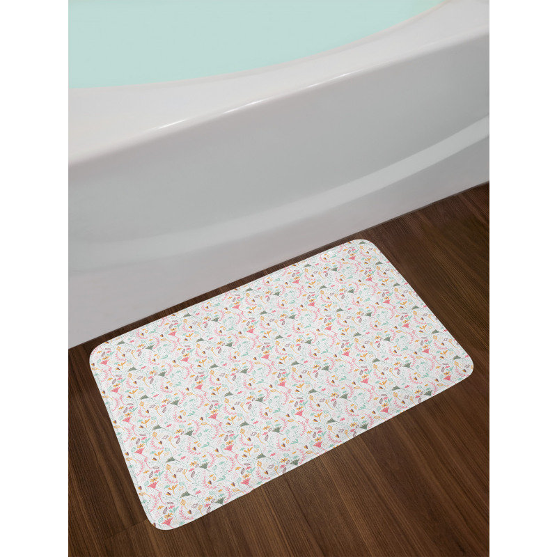 Doodles of Plants Herbs Bath Mat