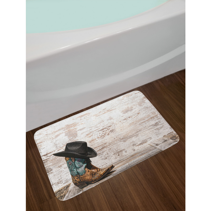 Rodeo Cowboy Grunge Hat Bath Mat