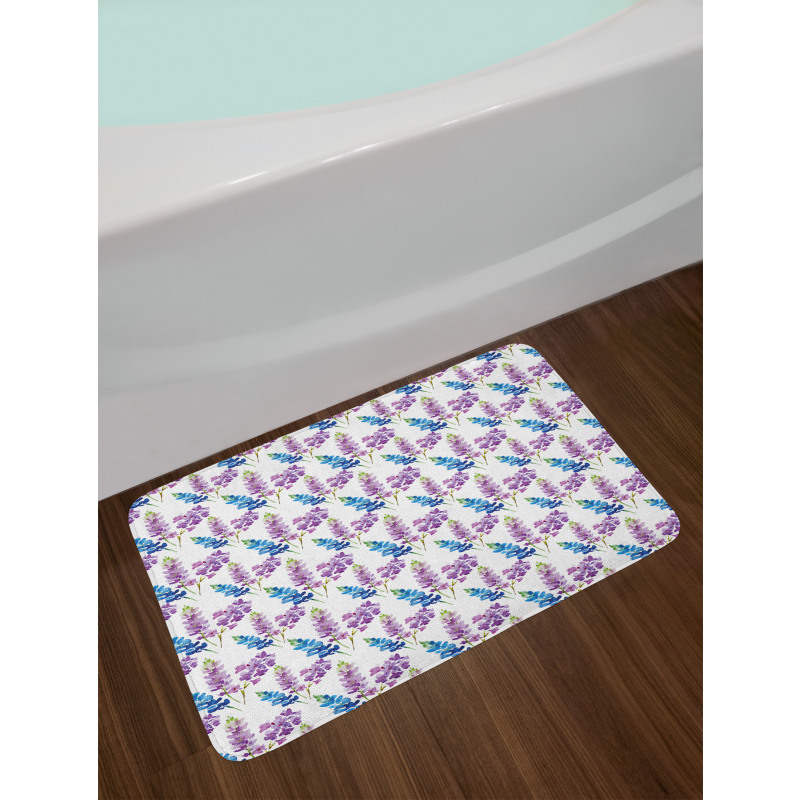 Violet Tone Flowers Pattern Bath Mat