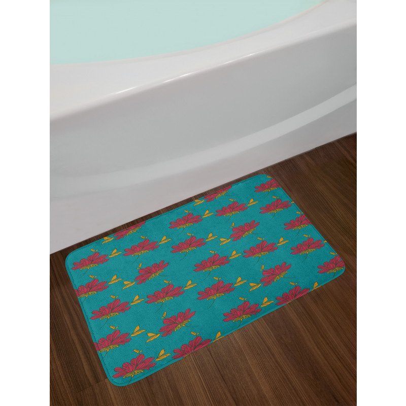 Autumn Flower Leaves Art Bath Mat