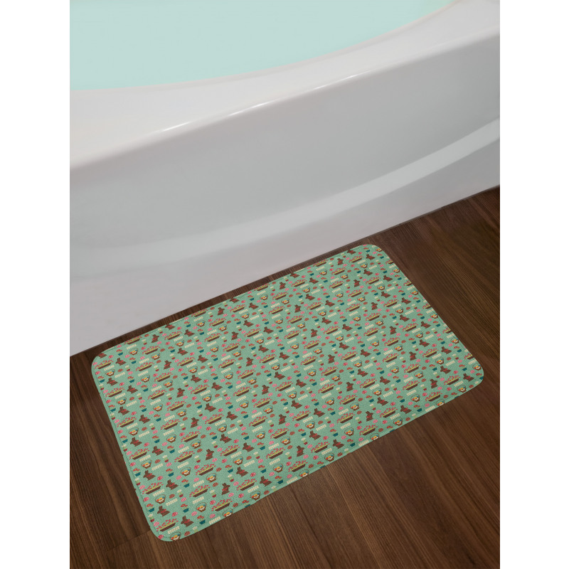 Chocolate Bunny Eggs Tulips Bath Mat