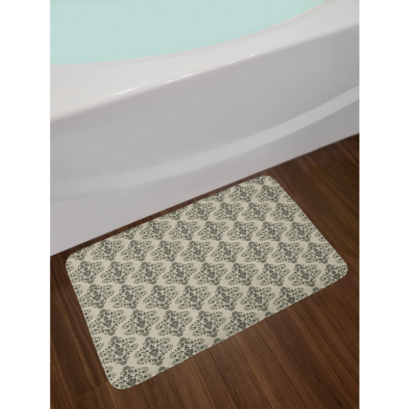 Damask Pattern Shapes Bath Mat