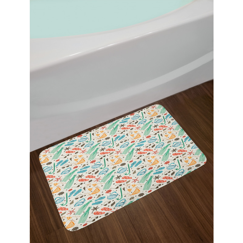 Beach Accessories and Shells Bath Mat