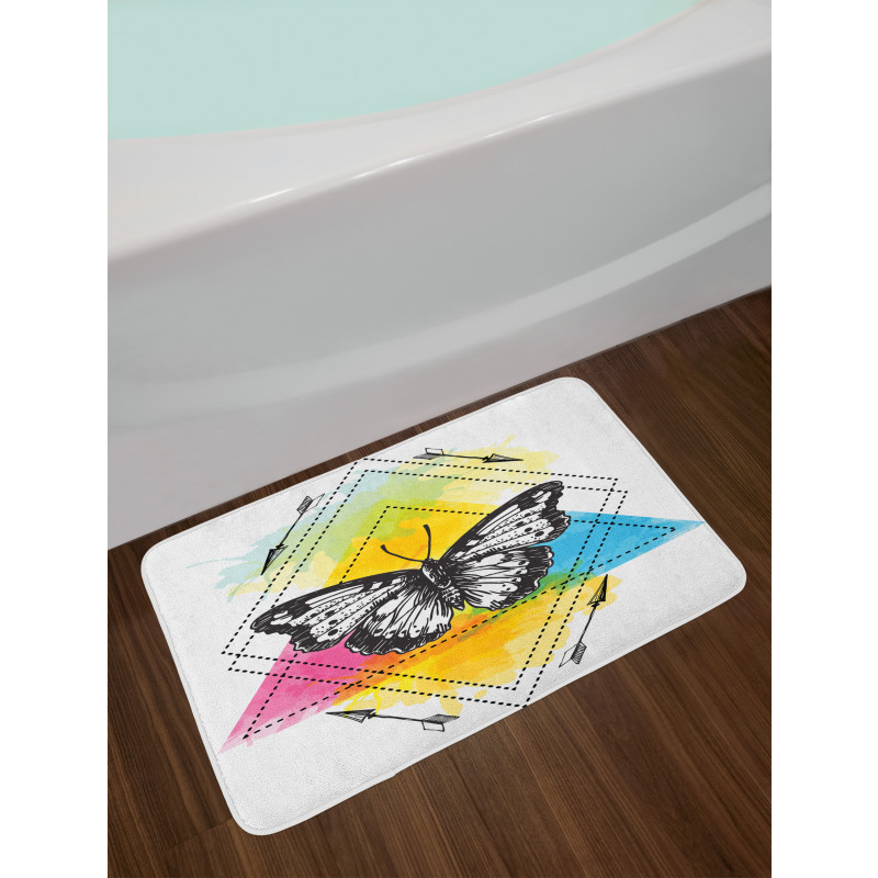 Geometric Butterfly Form Bath Mat