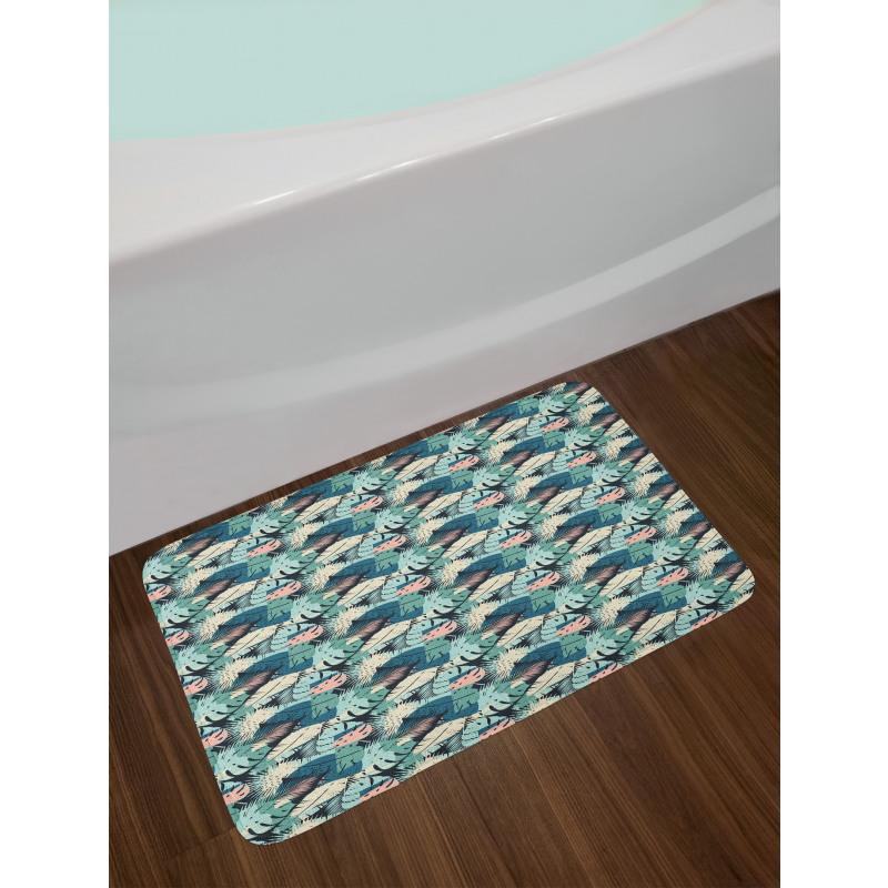 Pastel Monstera Palm Plants Bath Mat