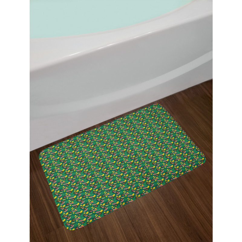 Crested Bird Watermelon Bath Mat