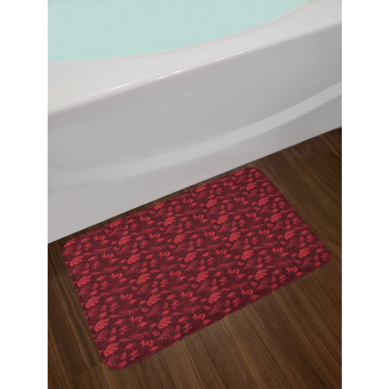 Warm Polka Dotted Flowers Bath Mat