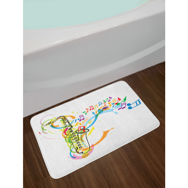 Saxophone Wavy Notes Bath Mat