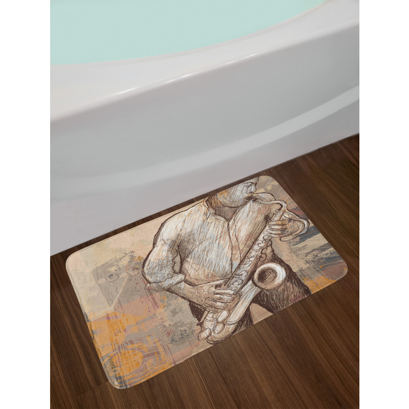 Jazz Musician on Street Bath Mat