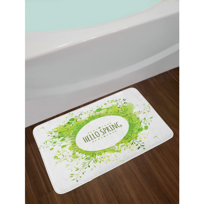 Green Leaves Corolla Circle Bath Mat