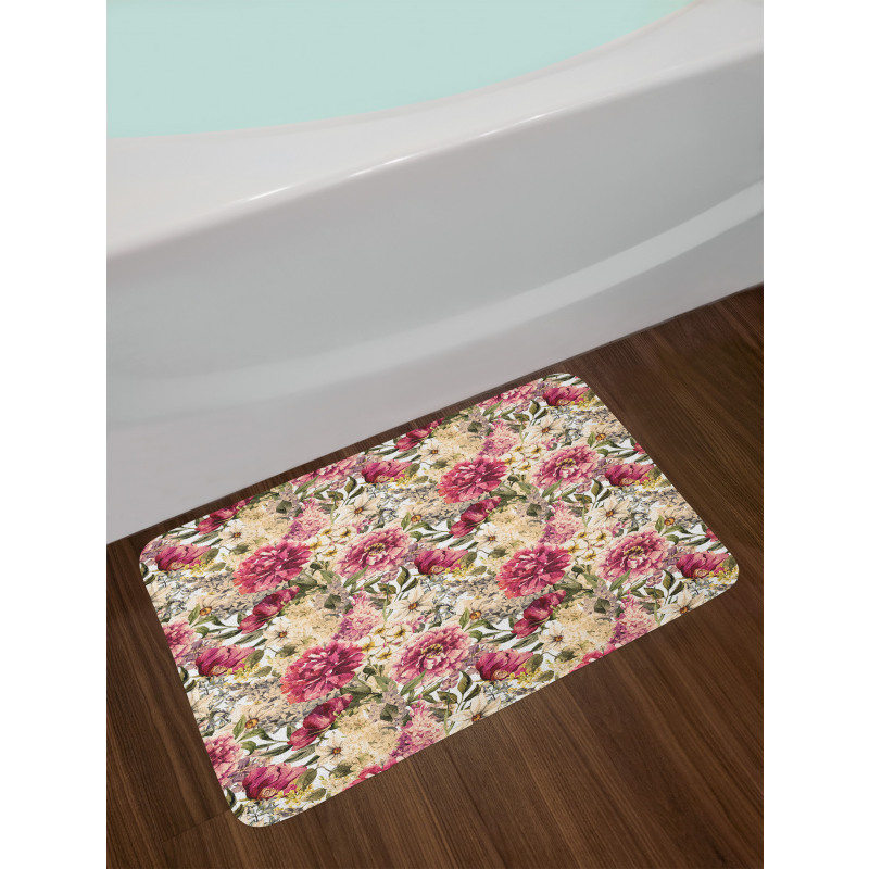 Motley Spring Flowers Leaves Bath Mat