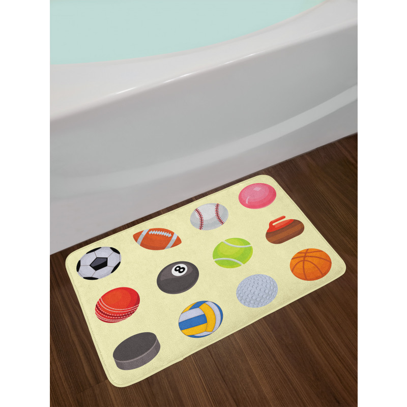 Different Sports Balls Layout Bath Mat