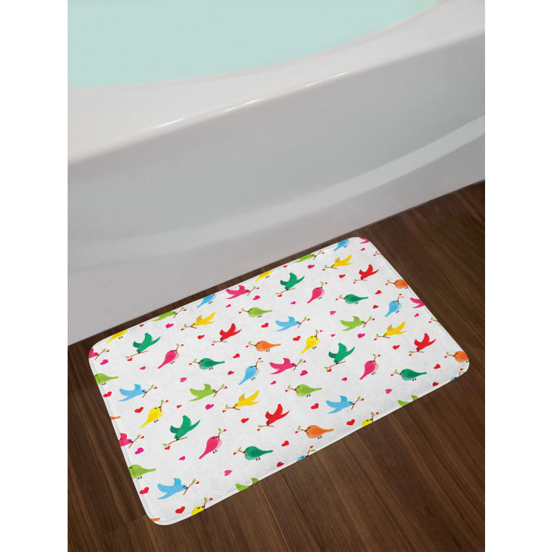 Heart Branches Colorful Bath Mat