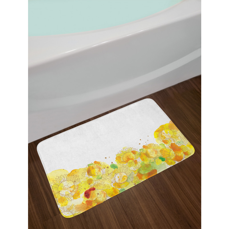 Watercolor Sunflowers Bath Mat