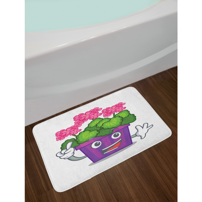 Flower Pot Smiling Art Bath Mat