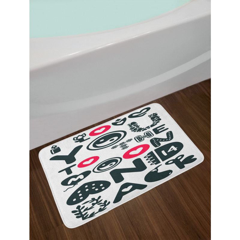 Symbols Elements Calligraphy Bath Mat