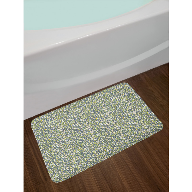 Butterflies Flowers Motif Bath Mat