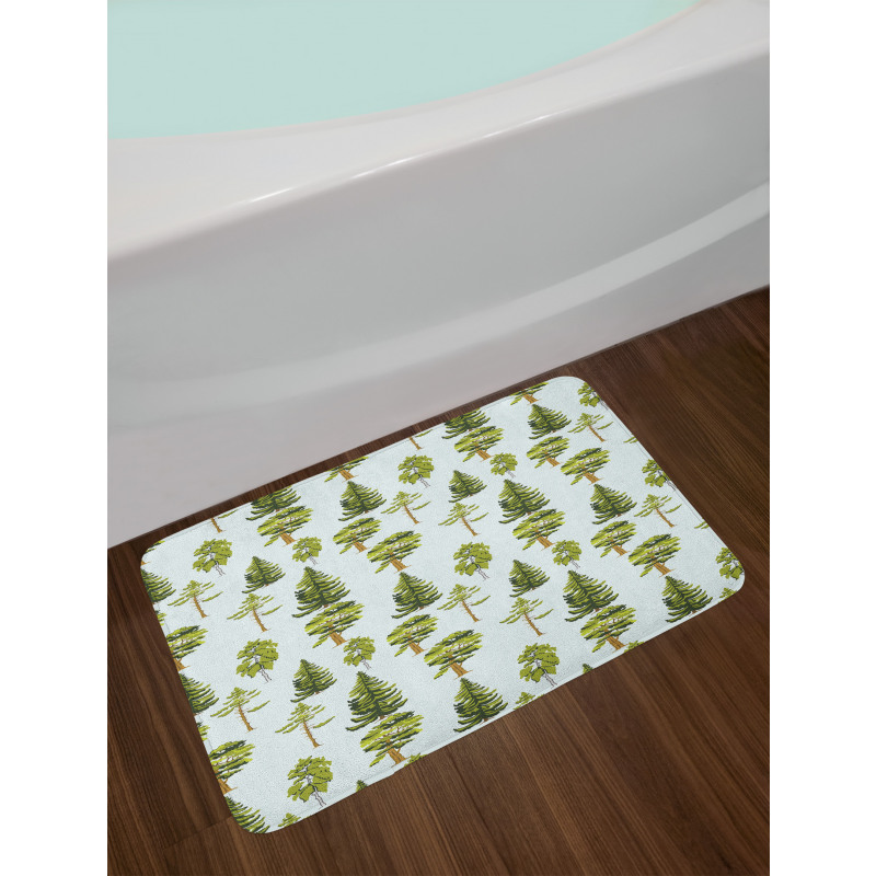 Pine Oak Fir Trees Graphic Bath Mat