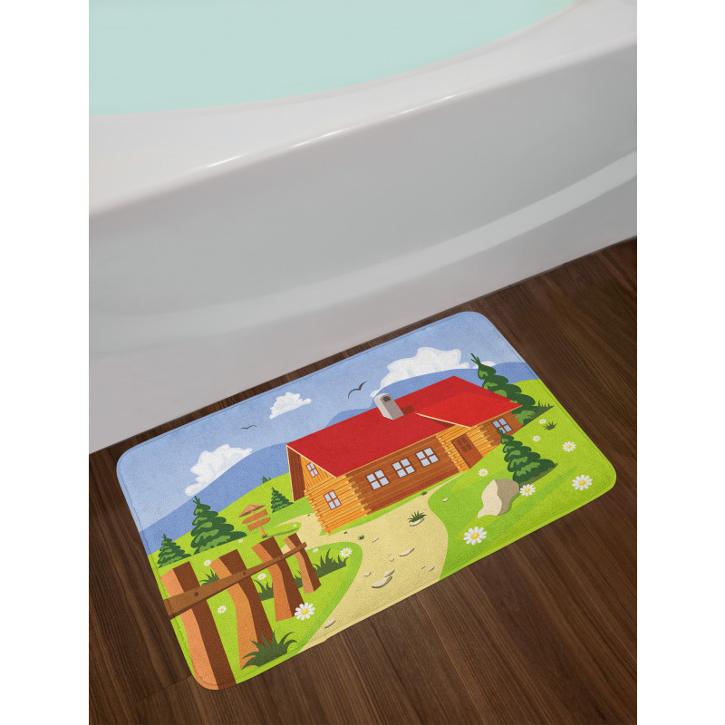 Chalet Image in Mountain Bath Mat