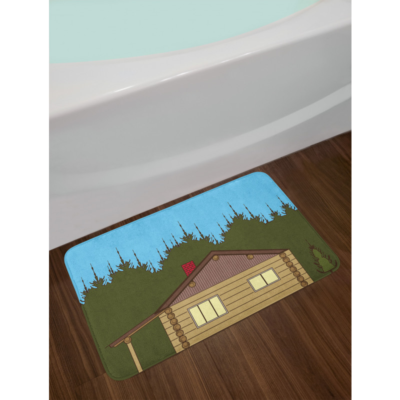 Rustic Cabin in Nature Bath Mat