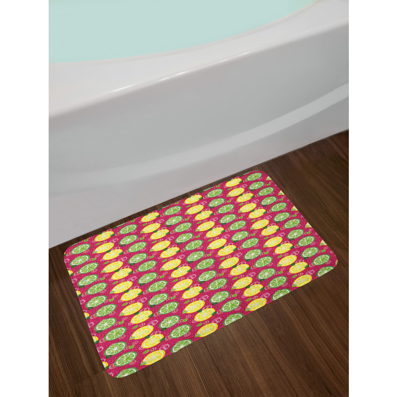 Sliced Citrus Lime Cubes Bath Mat