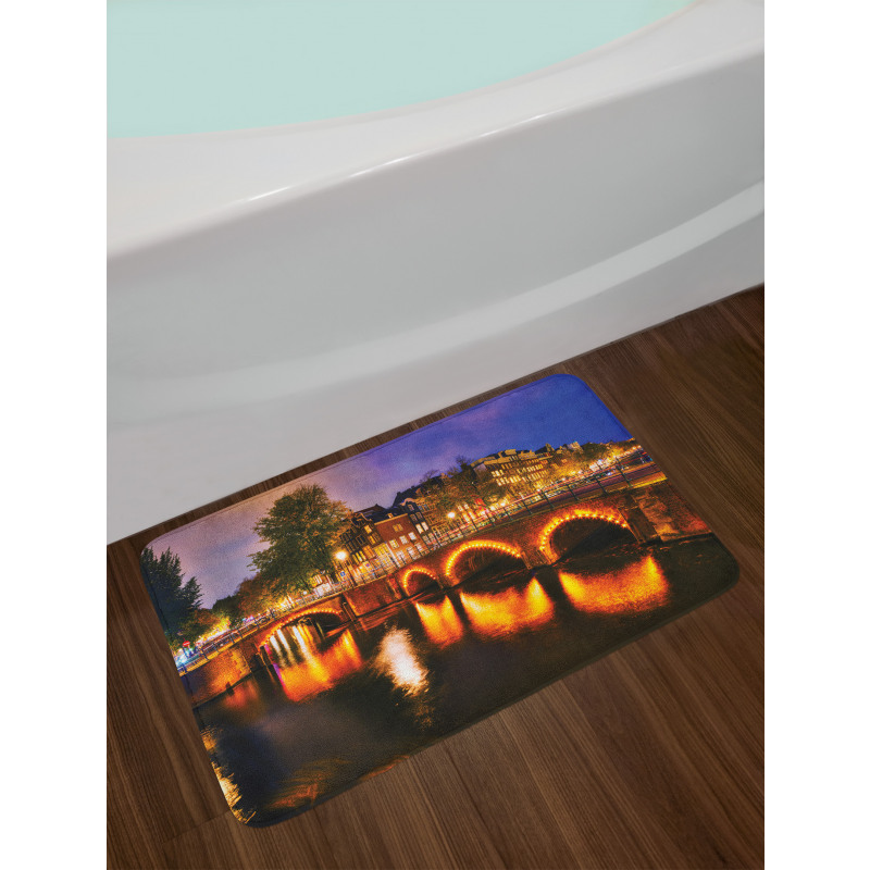 Dutch Canals and Lit Bridges Bath Mat