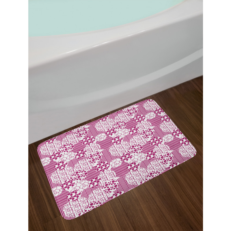 Circles Squares Stripes Bath Mat