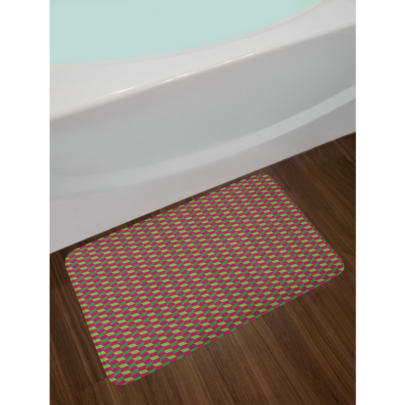 Retro Geometric Items Bath Mat