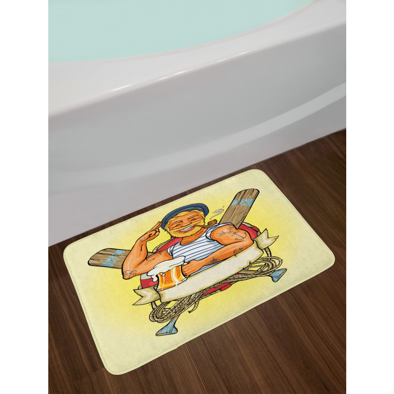 Cartoon Style Sailor Bath Mat